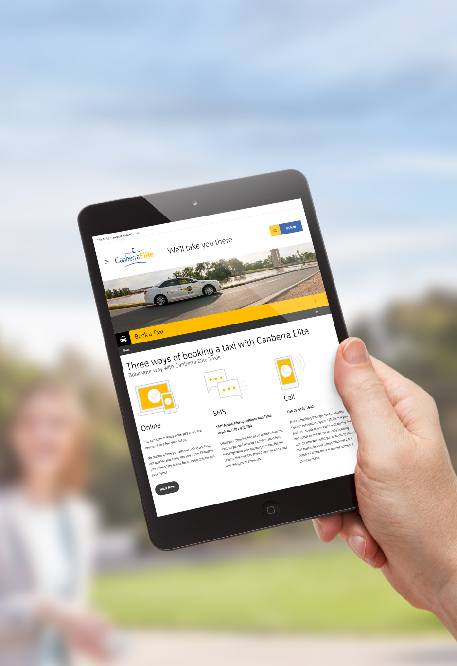 Canberra Elite Taxi, online booking application, designed and built by 372 Digital